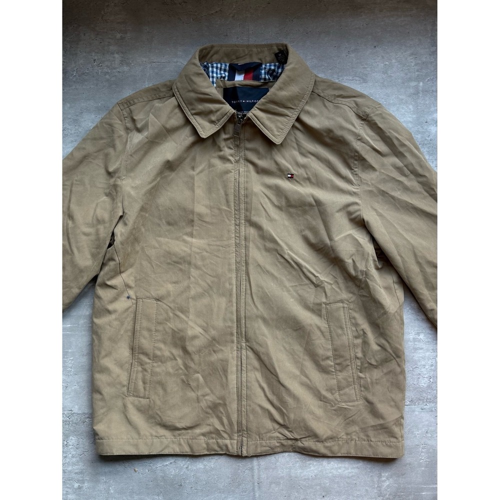 Tommy Hilfiger Mens Khaki Lightweight Zip Jacket Tan Medium Water Resistant